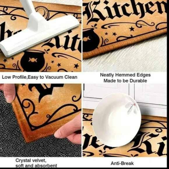 Witches Kitchen Rug Halloween Mat Retro Vintage Halloween SIZE 4x16inch - Picture 6 of 6